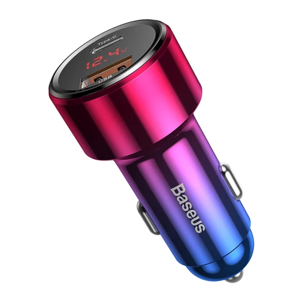 Baseus Magic Series PPS USB-C / USB-A 45W PD QC 5A car charger - pink and blueeng