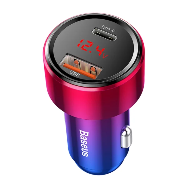 Baseus Magic Series PPS USB-C / USB-A 45W PD QC 5A car charger - pink and blueeng