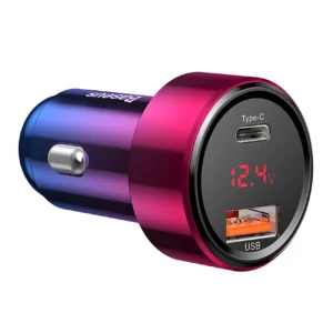Baseus Magic Series PPS USB-C / USB-A 45W PD QC 5A car charger - pink and blueeng