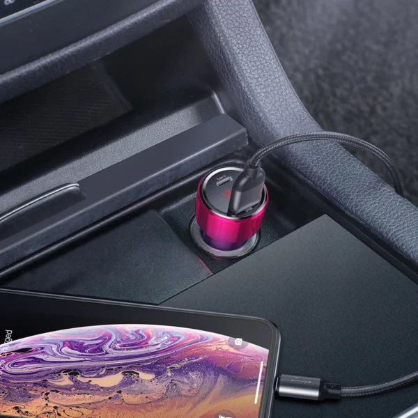 Baseus Magic Series PPS USB-C / USB-A 45W PD QC 5A car charger - pink and blueeng