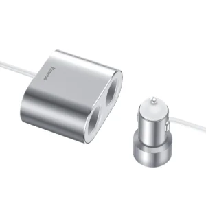 Baseus CRDYQ-0S splitter 2x cigarette lighter socket 80W 2x USB-A 3.1A - silvereng