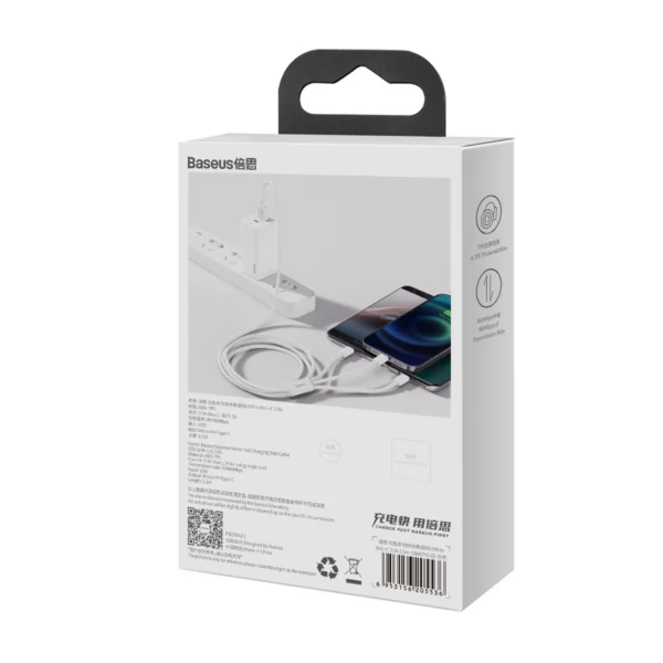Baseus Superior Series USB-A - USB-C / Lightning / micro USB 3.5A cable 1m - whiteeng