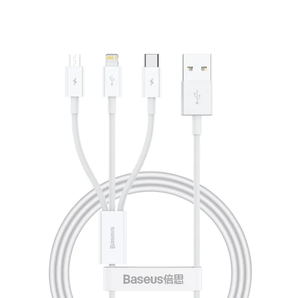 Baseus Superior Series USB-A - USB-C / Lightning / micro USB 3.5A cable 1m - whiteeng