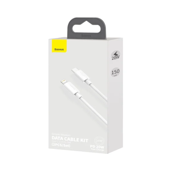 Baseus Simple Wisdom Lightning / USB-C cable 20W 1.5 m 2 pcs - whiteeng