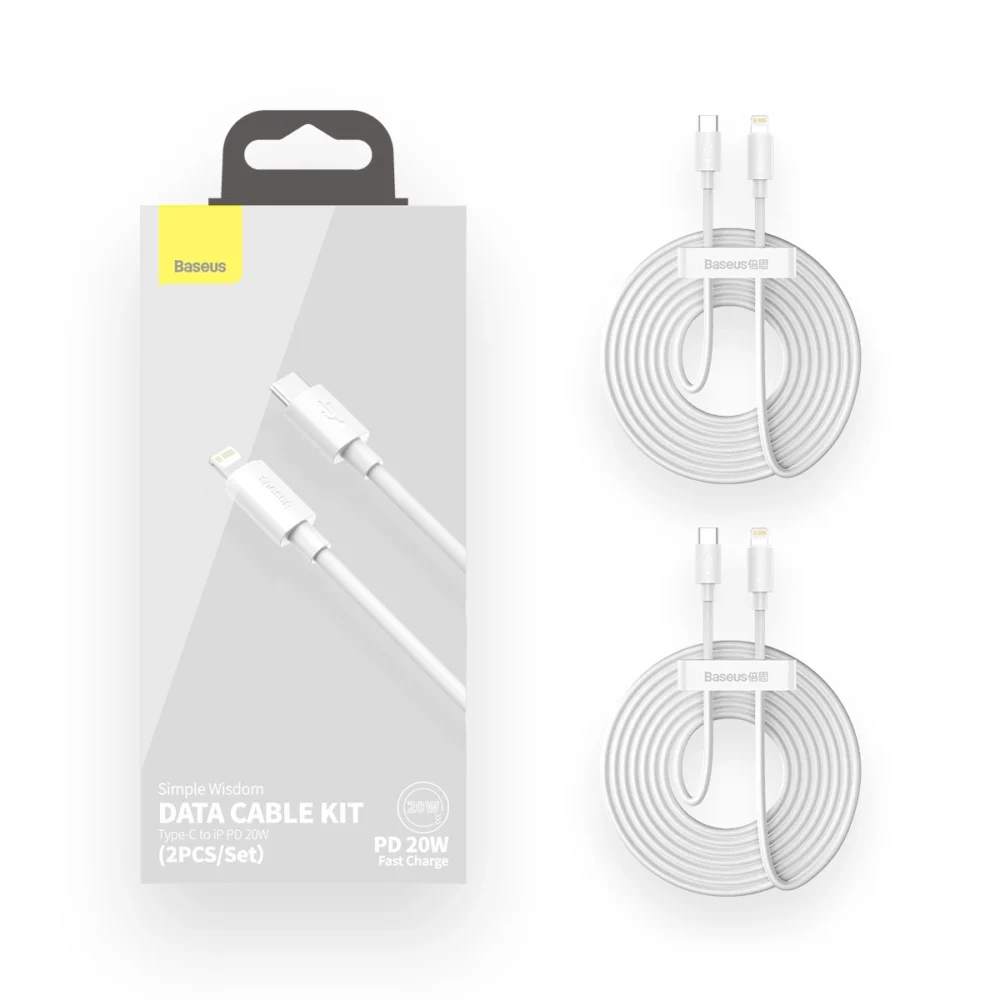 Baseus Simple Wisdom Lightning / USB-C cable 20W 1.5 m 2 pcs - whiteeng