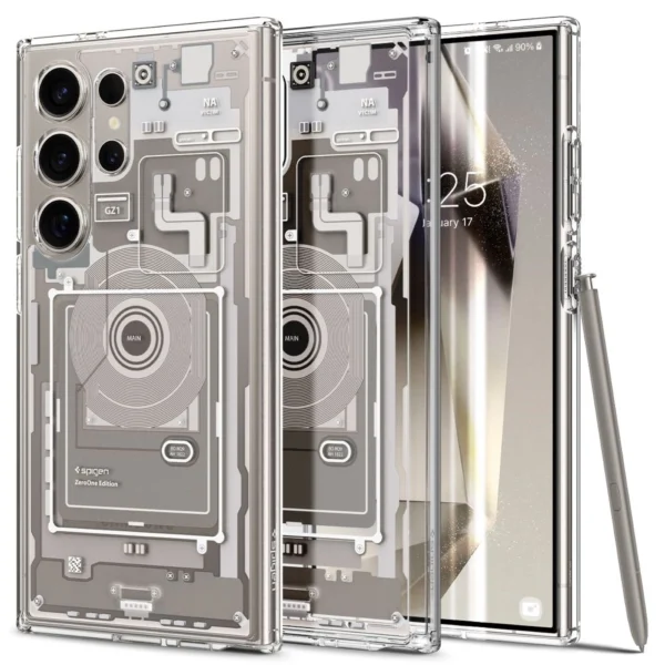 Spigen Ultra Hybrid Case for Samsung Galaxy S24 Ultra - Natural Titanium (Zero One Pattern)eng