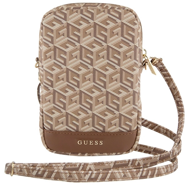 Guess Zip GCube Bottom Stripe phone bag - browneng