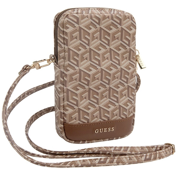Guess Zip GCube Bottom Stripe phone bag - browneng