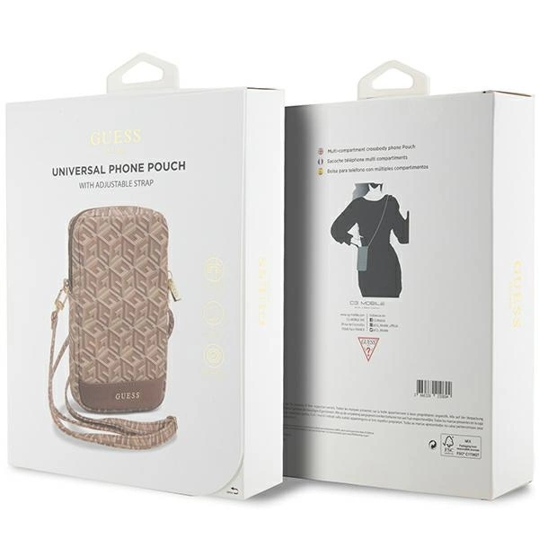Guess Zip GCube Bottom Stripe phone bag - browneng