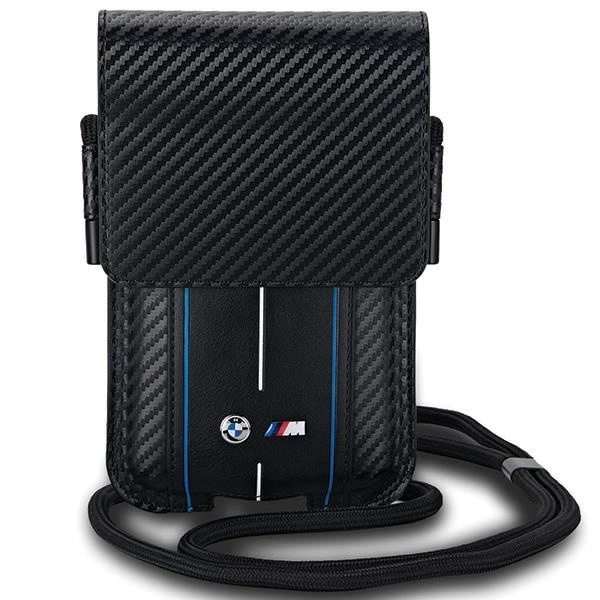 BMW Carbon & Blue Stripe phone bag - blackeng