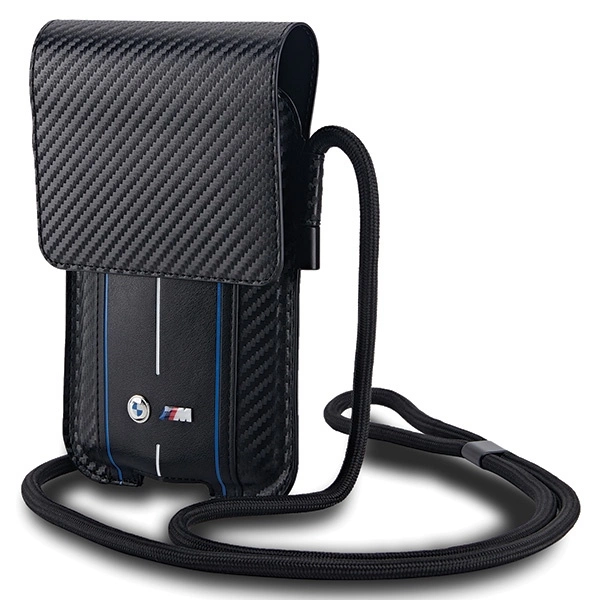 BMW Carbon & Blue Stripe phone bag - blackeng