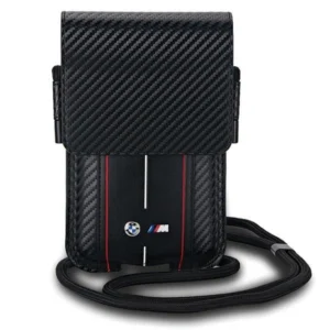 BMW Carbon & Red Stripe phone bag - blackeng