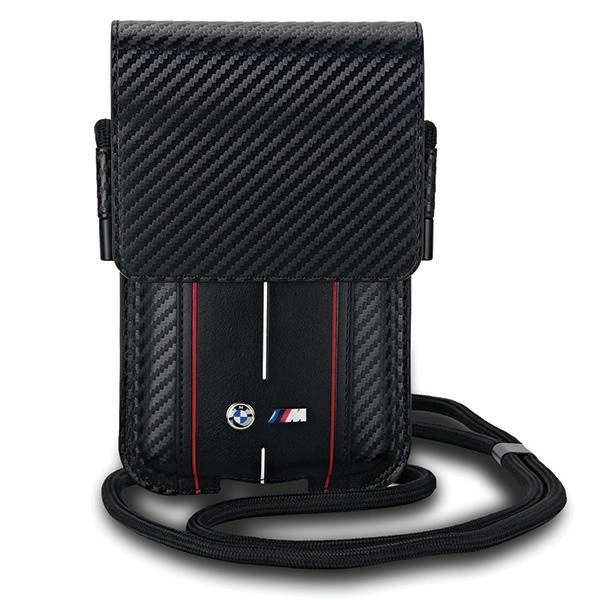 BMW Carbon & Red Stripe phone bag - blackeng