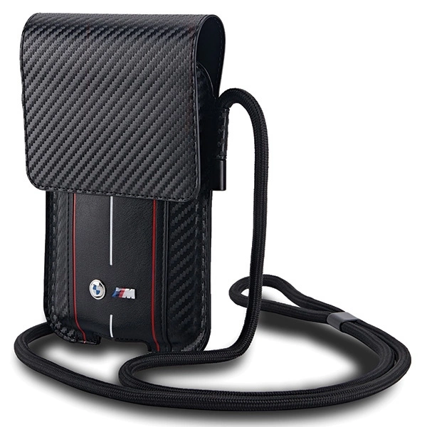 BMW Carbon & Red Stripe phone bag - blackeng
