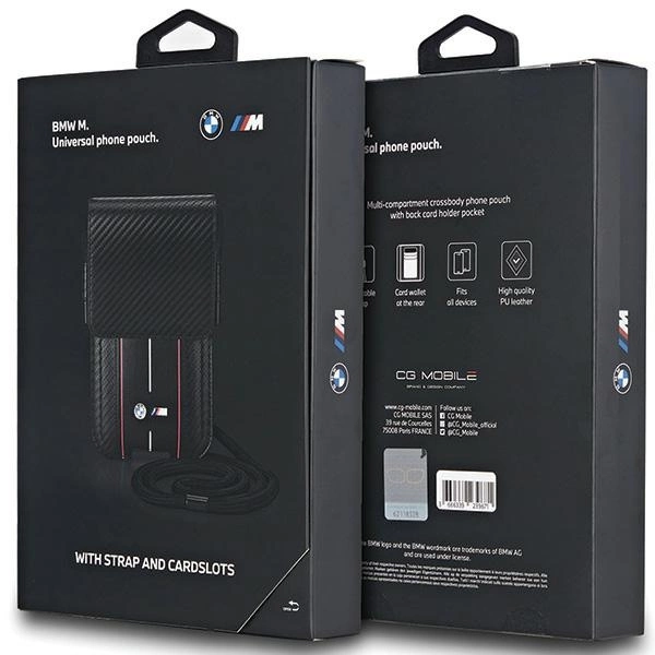BMW Carbon & Red Stripe phone bag - blackeng