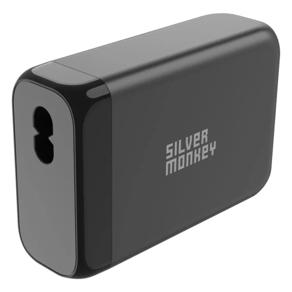 Silver Monkey SMA151 130W GaN charger 3xUSB-C PD USB-A QC 3.0 with detachable power cable - blackeng
