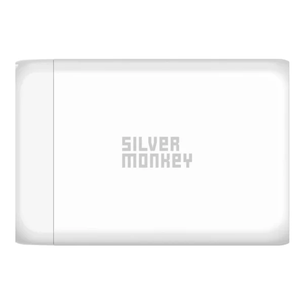 Silver Monkey SMA152 130W GaN charger 3xUSB-C PD USB-A QC 3.0 with detachable power cable - whiteeng