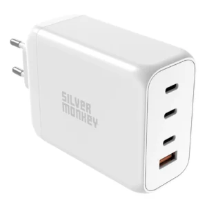 Silver Monkey SMA154 200W GaN charger 3xUSB-C PD USB-A QC 3.0 - whiteeng