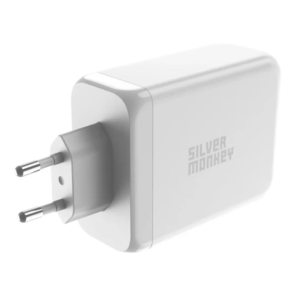 Silver Monkey SMA154 200W GaN charger 3xUSB-C PD USB-A QC 3.0 - whiteeng
