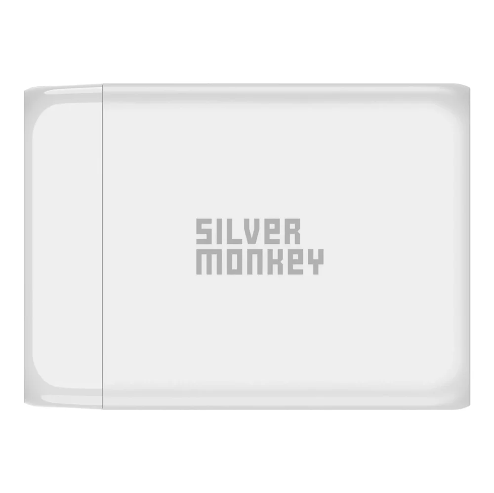 Silver Monkey SMA156 200W GaN charger 3x USB-C PD USB-A QC 3.0 with detachable power cable - whiteeng