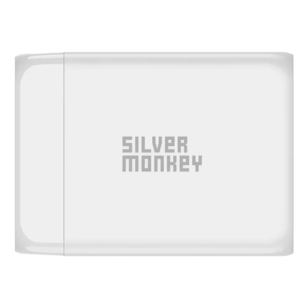 Silver Monkey SMA156 200W GaN charger 3x USB-C PD USB-A QC 3.0 with detachable power cable - whiteeng