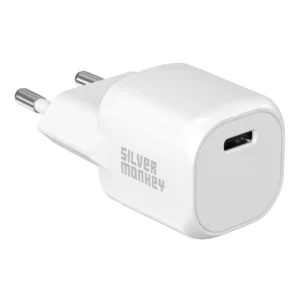 Silver Monkey Mini USB-C 20W PD wall charger - whiteeng