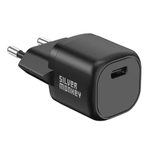 Silver Monkey Mini USB-C 20W PD wall charger - blackeng