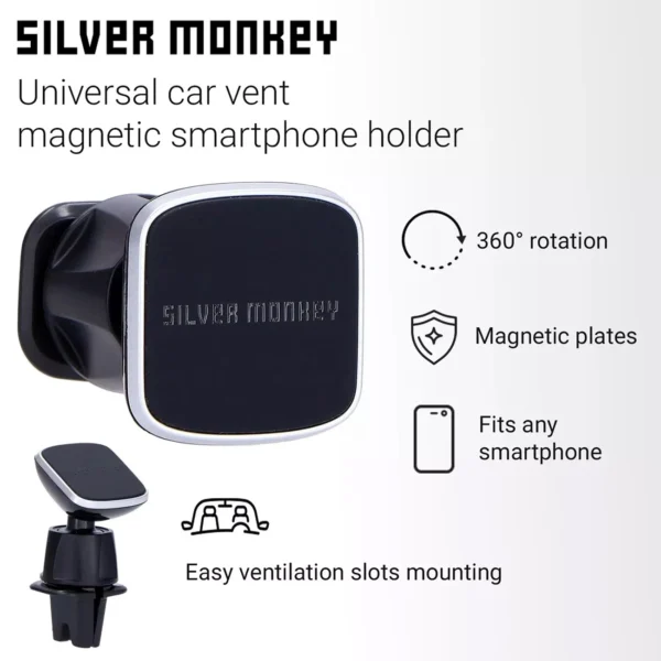 Silver Monkey CM-MGN-SM magnetic car air vent holder - blackeng