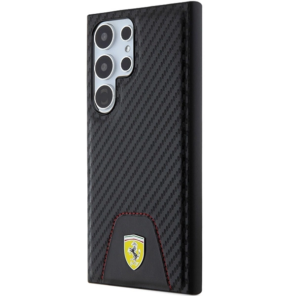 Ferrari Carbon Stitched Bottom case for Samsung Galaxy S24 Ultra - blackeng