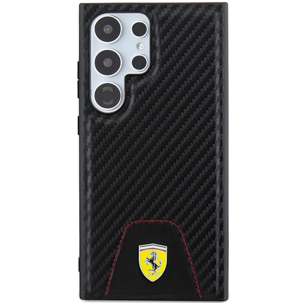 Ferrari Carbon Stitched Bottom case for Samsung Galaxy S24 Ultra - blackeng