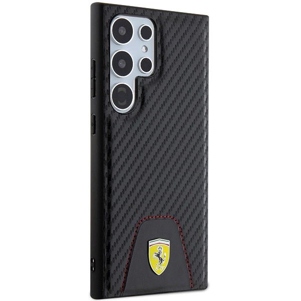 Ferrari Carbon Stitched Bottom case for Samsung Galaxy S24 Ultra - blackeng