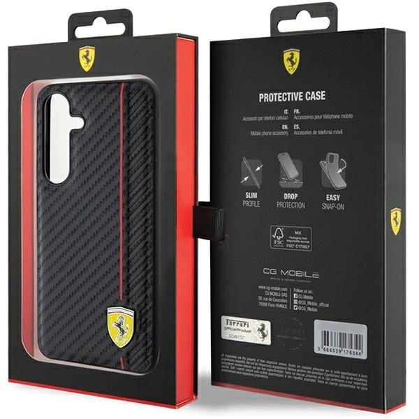 Ferrari Carbon Printed Line case for Samsung Galaxy S24+ - blackeng