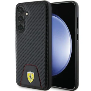 Ferrari Carbon Stitched Bottom case for Samsung Galaxy S24+ - blackeng