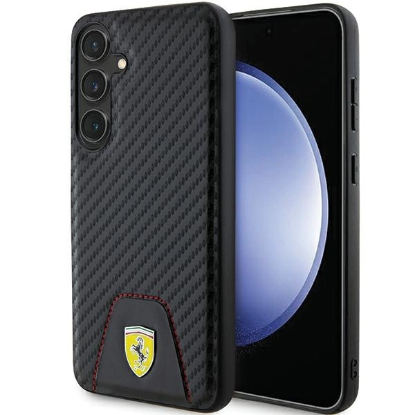 Ferrari Carbon Stitched Bottom case for Samsung Galaxy S24+ - blackeng