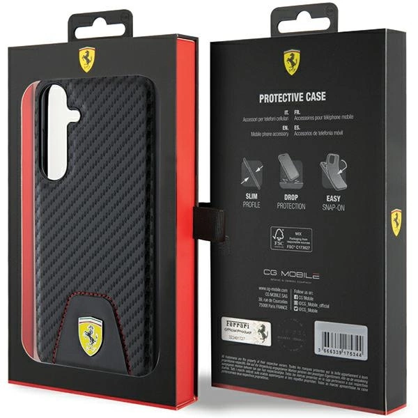 Ferrari Carbon Stitched Bottom case for Samsung Galaxy S24+ - blackeng
