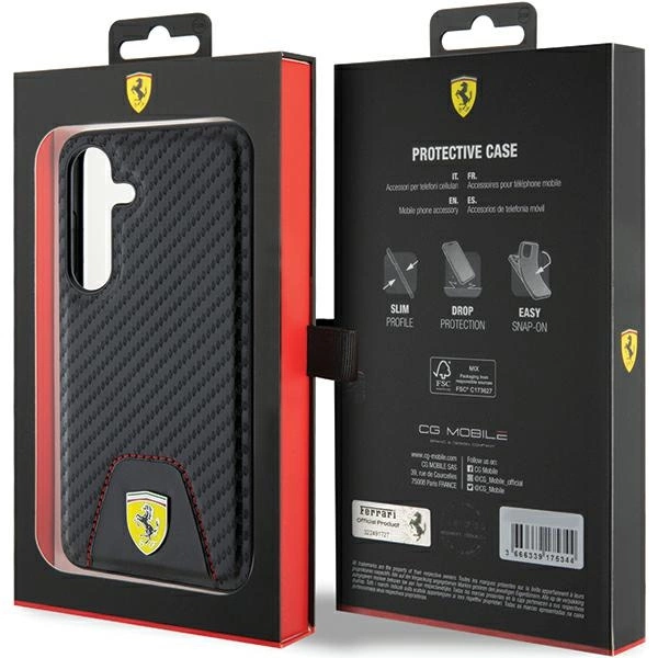 Ferrari Carbon Stitched Bottom case for Samsung Galaxy S24 - blackeng