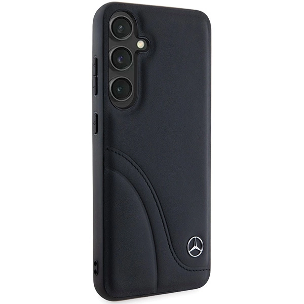 Mercedes Leather Curved Stitches case for Samsung Galaxy S24+ - blackeng