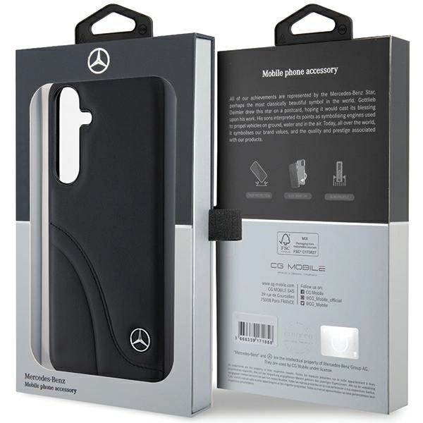 Mercedes Leather Curved Stitches case for Samsung Galaxy S24+ - blackeng