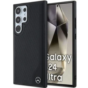 Mercedes Leather Debossed Line MagSafe case for Samsung Galaxy S24 Ultra - blackeng