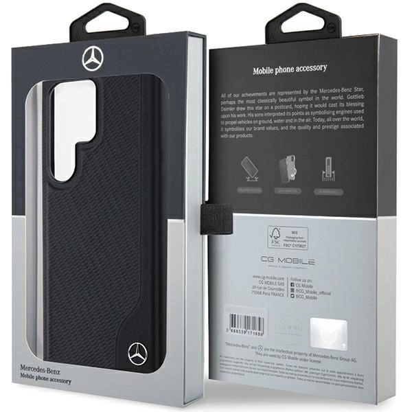 Mercedes Leather Debossed Line MagSafe case for Samsung Galaxy S24 Ultra - blackeng