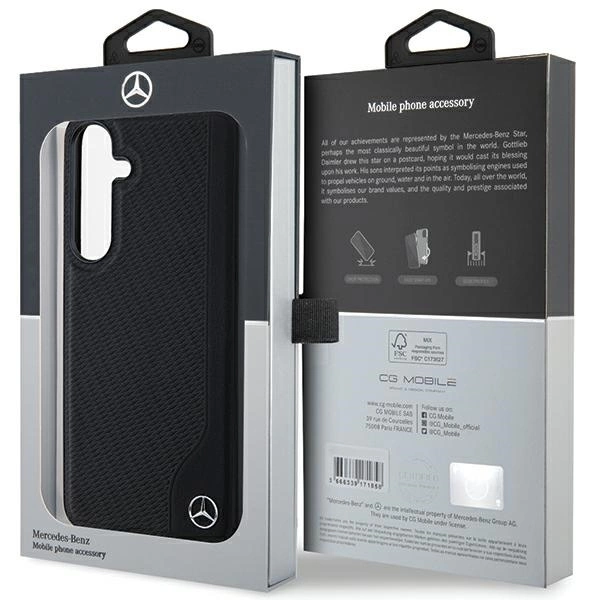 Mercedes Leather Debossed Line MagSafe case for Samsung Galaxy S24+ - blackeng