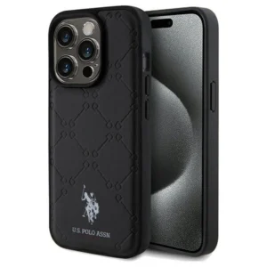 US Polo Assn. Case Yoke Pattern for iPhone 15 Pro - blackeng