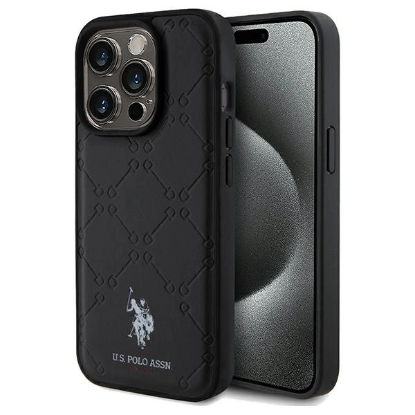 US Polo Assn. Case Yoke Pattern for iPhone 15 Pro - blackeng