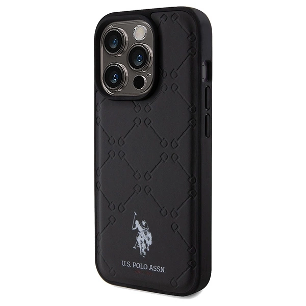 US Polo Assn. Case Yoke Pattern for iPhone 15 Pro - blackeng