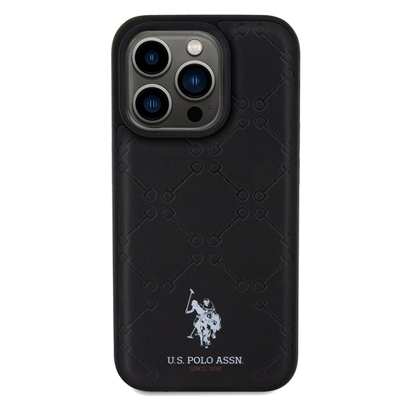 US Polo Assn. Case Yoke Pattern for iPhone 15 Pro - blackeng