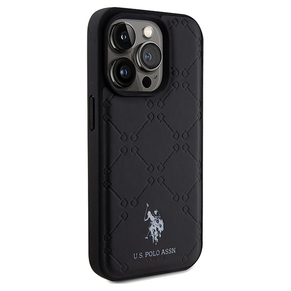 US Polo Assn. Case Yoke Pattern for iPhone 15 Pro - blackeng