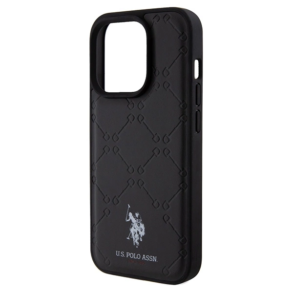 US Polo Assn. Case Yoke Pattern for iPhone 15 Pro - blackeng