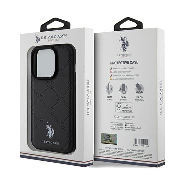 US Polo Assn. Case Yoke Pattern for iPhone 15 Pro - blackeng