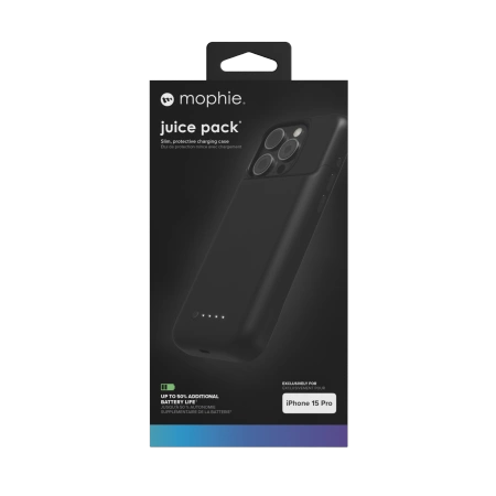 Mophie Juice Pack case for iPhone 15 Pro with built-in 2400 mAh power bank - blackeng