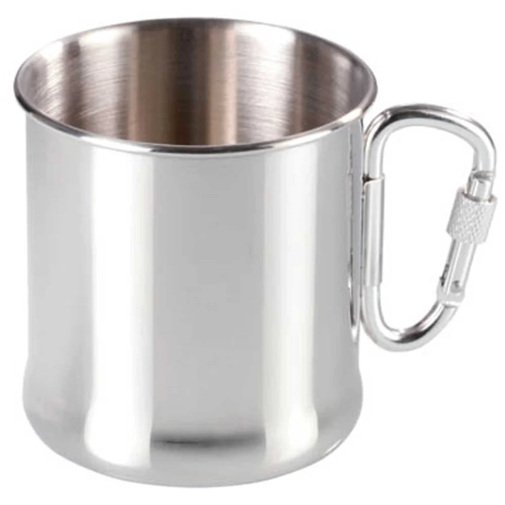 Stainless steel tourist mug with carabiner, 270 mleng